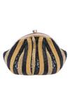 Shop_A Clutch Story_Gold Embroidery Silk Pouch Clutch _at_Aza_Fashions