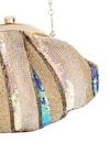 A Clutch Story_Gold Embroidered Silk Sequin Clutch With Sling _at_Aza_Fashions