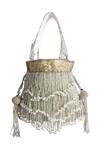 A Clutch Story_Gold Embroidery, Beads Silk Tassel Potli Bag _Online_at_Aza_Fashions