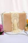 Buy_Eena_Beige Pearls, Beads, Crystals Erisha Tassel Clutch With Sling _at_Aza_Fashions