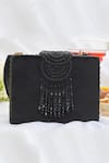 Eena_Black Embroidered Erisha Tassel Clutch With Sling _Online_at_Aza_Fashions