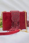 Buy_Eena_Red Embroidered Erisha Tassel Clutch With Sling _at_Aza_Fashions
