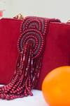 Eena_Red Embroidered Erisha Tassel Clutch With Sling _Online_at_Aza_Fashions