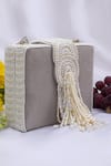 Buy_Eena_Grey Embroidered Erisha Tassel Clutch With Sling _at_Aza_Fashions