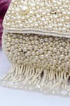 EENA_White Embroidered Ilesha Beaded Flap Clutch  _Online_at_Aza_Fashions