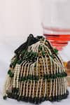 Buy_Eena_Green Embroidered Shayna Bead Tassel Potli Bag _at_Aza_Fashions