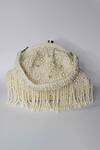 Buy_Eena_Beige Embroidered Kaasni Velvet Tassel Clutch  _at_Aza_Fashions