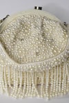 Eena_Beige Embroidered Kaasni Velvet Tassel Clutch  _Online_at_Aza_Fashions