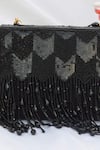 Shop_Eena_Black Embroidered Box Clutch With Tassels _at_Aza_Fashions