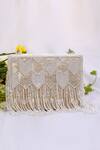 Buy_Eena_White Embroidered Dishi Tassel Clutch With Sling _at_Aza_Fashions