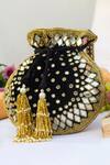 Shop_Eena_Black Beads, Rhinestones Satara Velvet Potli Bag _at_Aza_Fashions