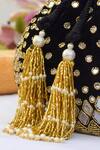 Eena_Black Beads, Rhinestones Satara Velvet Potli Bag _Online_at_Aza_Fashions