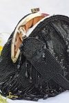 Shop_Eena_Black Embroidery Hrutvy Bead Tassel Clutch  _at_Aza_Fashions