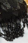 Eena_Black Embroidery Hrutvy Bead Tassel Clutch  _Online_at_Aza_Fashions