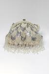 Shop_Eena_Silver Embroidered Hrutvy Bead Tassel Clutch  _at_Aza_Fashions