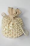 Buy_Eena_Beige Pearls Jaimini Beaded Potli Bag_at_Aza_Fashions