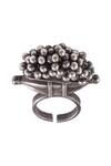 Noor_Silver Plated Beads Handcrafted Oxidized Ring_Online_at_Aza_Fashions