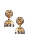 Shop_Noor_Handcrafted Carved Jhumka Earrings_at_Aza_Fashions