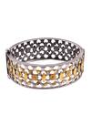 Noor_Gold Plated Handcrafted Floral Cutwork Bangle_Online_at_Aza_Fashions