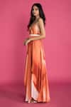 Buy_Vedika M_Red Satin Shaded Draped Dress _Online_at_Aza_Fashions