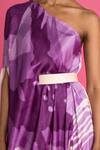 Buy_Vedika M_Purple Satin Asymmetric Abstract Print Shaded Draped Dress_Online_at_Aza_Fashions
