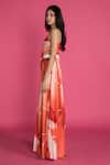 Buy_Vedika M_Red Satin Embroidery Asymmetric One Shoulder Draped Dress _Online_at_Aza_Fashions