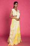 Vedika M_Yellow Silk Embroidery V Neck Pre-stitched Printed Saree With Blouse  _Online_at_Aza_Fashions