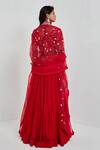 Shop_Rishi And Soujit_Red Raw Silk, Organza, Georgette Round Embroidered Bridal Lehenga Set _at_Aza_Fashions