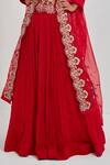 Shop_Rishi And Soujit_Red Raw Silk, Organza, Georgette Round Embroidered Bridal Lehenga Set _Online_at_Aza_Fashions