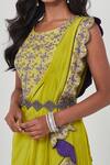 Shop_Rishi and Soujit_Yellow Crepe Embroidery Round Pre-draped Saree With Blouse  _Online_at_Aza_Fashions