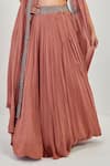 Shop_Rishi and Soujit_Pink Raw Silk Embroidery Bustier Square Throw Cape And Lehenga Set  _Online_at_Aza_Fashions