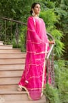 Maison Shefali_Pink Cotton Dupatta Kota Doria Embroidery Round Kurta And Sharara Set _Online_at_Aza_Fashions