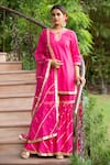 Buy_Maison Shefali_Pink Cotton Dupatta Kota Doria Embroidery Round Kurta And Sharara Set _Online_at_Aza_Fashions