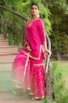 Shop_Maison Shefali_Pink Cotton Dupatta Kota Doria Embroidery Round Kurta And Sharara Set _Online_at_Aza_Fashions