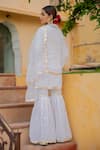 Shop_Maison Shefali_White Cotton Dupatta Kota Doria Embroidery Round Kurta And Sharara Set _at_Aza_Fashions