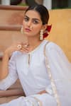 Shop_Maison Shefali_White Cotton Dupatta Kota Doria Embroidery Round Kurta And Sharara Set _Online_at_Aza_Fashions