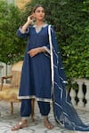 Buy_Maison Shefali_Blue Cotton Round Kurta Set _at_Aza_Fashions