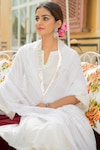 Buy_Maison Shefali_White Cotton Embroidery Round Kurta Set _Online_at_Aza_Fashions