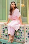 Buy_Maison Shefali_Pink Kurta Chanderi Pant Cotton Round And Set _Online_at_Aza_Fashions