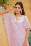 Shop_Maison Shefali_Pink Kurta Chanderi Pant Cotton Round And Set _Online_at_Aza_Fashions