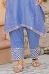 Maison Shefali_Blue Kurta Chanderi Pant Cotton Embroidery Round And Set _at_Aza_Fashions