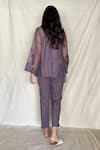 Shop_Chambray & Co._Purple Chanderi Tissue Embroidery V Neck Shirt With Pants _at_Aza_Fashions