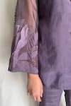 Shop_Chambray & Co._Purple Chanderi Tissue Embroidery V Neck Shirt With Pants _Online_at_Aza_Fashions