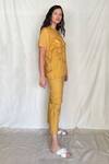 Chambray & CO._Yellow Chanderi Tissue, Vegan Silk V Neck Embroidered Shirt With Pants_Online_at_Aza_Fashions