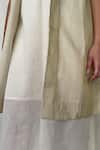 Chambray & CO._Beige Chanderi Tissue, Vegan Silk Open Jacket _at_Aza_Fashions