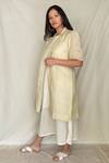 Buy_Chambray & CO._Ivory Chanderi Tissue, Vegan Silk Dress  Roundjacket  Open Midi With Jacket _Online_at_Aza_Fashions