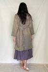 Shop_Chambray & CO._Purple Chanderi Tissue, Vegan Silk Open Jacket _at_Aza_Fashions
