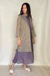 Buy_Chambray & CO._Purple Chanderi Tissue, Vegan Silk Open Jacket _Online_at_Aza_Fashions