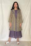 Buy Chambray & CO. Purple Chanderi Tissue, Vegan Silk Dress Roundjacket Midi With Jacket Online at Aza Fashions Buy_Chambray & CO._Purple Chanderi Tissue, Vegan Silk Dress Roundjacket Midi With Jacket _Online_at_Aza_Fashions