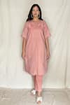Buy_Chambray & CO._Pink Chanderi Tissue, Vegan Silk Round Embroidered Tunic _at_Aza_Fashions